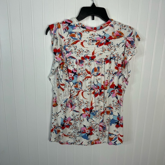 Anthropologie Top XS Meadow Rue Floral Ridge Yoke Flutter Sleeve Boho Summer - Picture 7 of 7